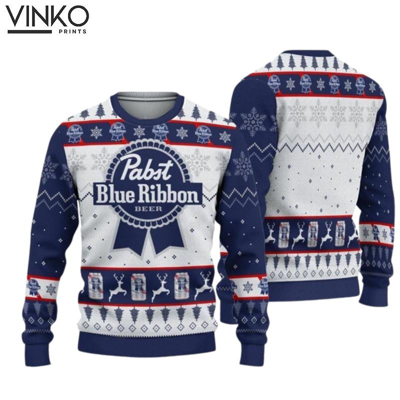 Pabst Blue Ribbon Reindeer Beer Beer Lover Ugly Christmas Sweater