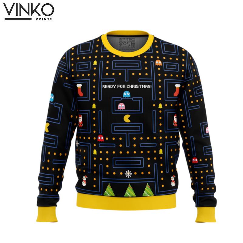 Pac Man Ready for Christmas Ugly Christmas Sweater