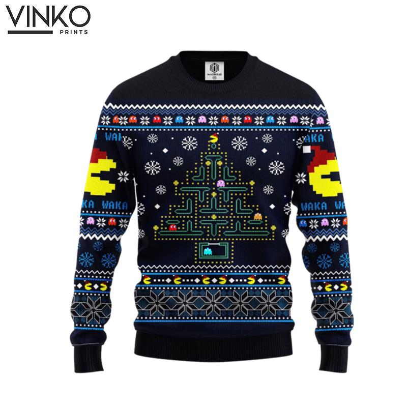 Pacman Christmas Tree Ugly Christmas Sweater