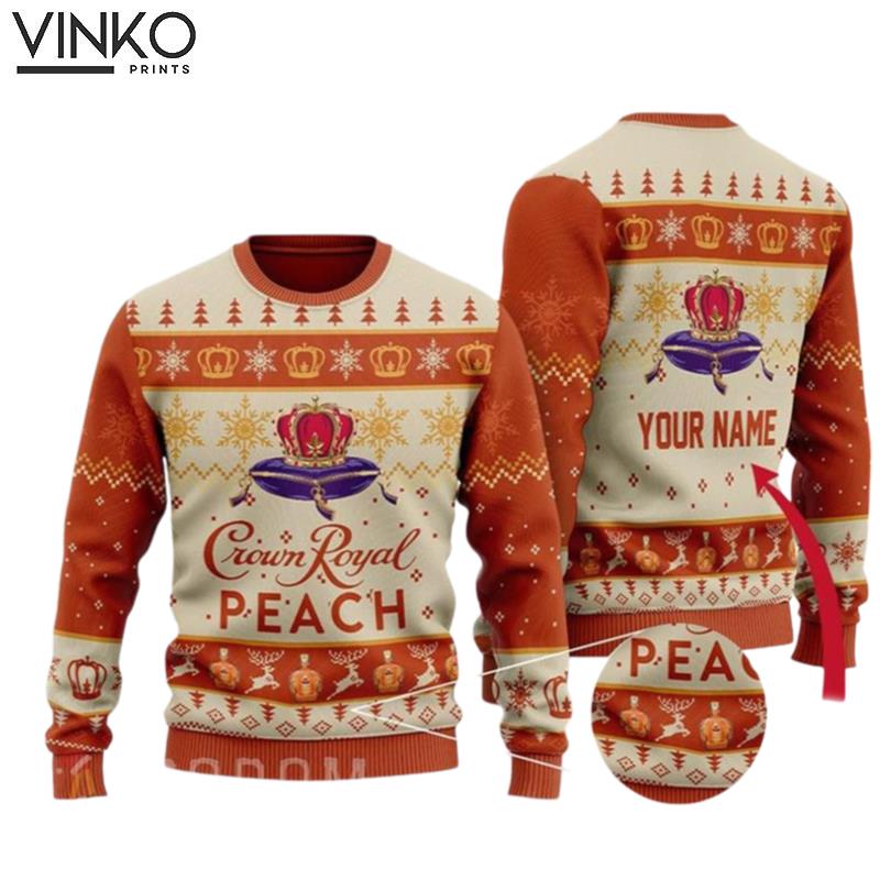 Peach Crown Royal Custom Ugly Christmas Sweater