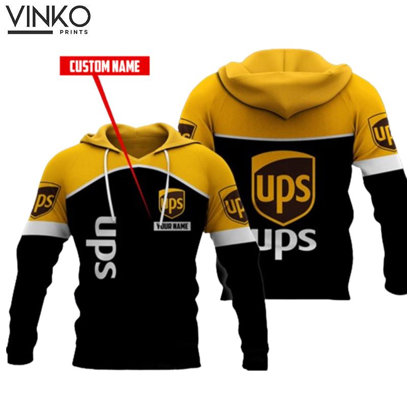 Personaliezd Ups Logo Black And Yellow Pattern Hoodie