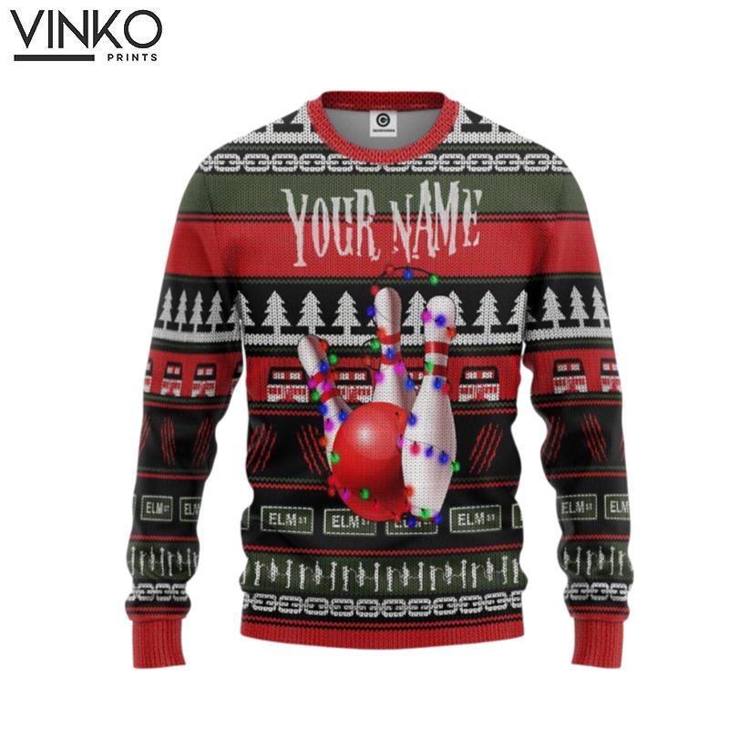 Personalized 3D Bowling Ugly Christmas Sweater