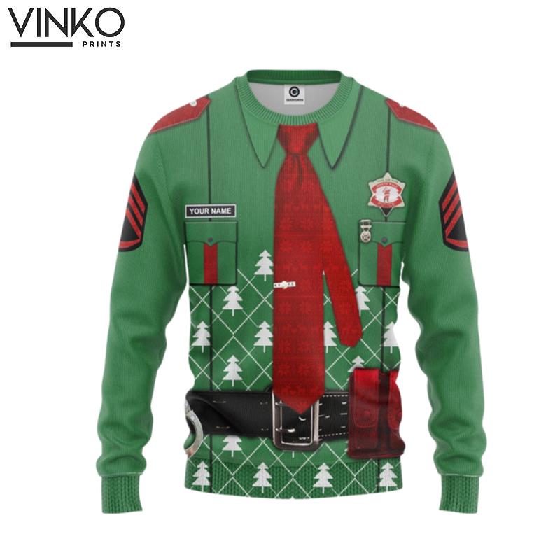 Personalized 3D Police Ugly Christmas Sweater