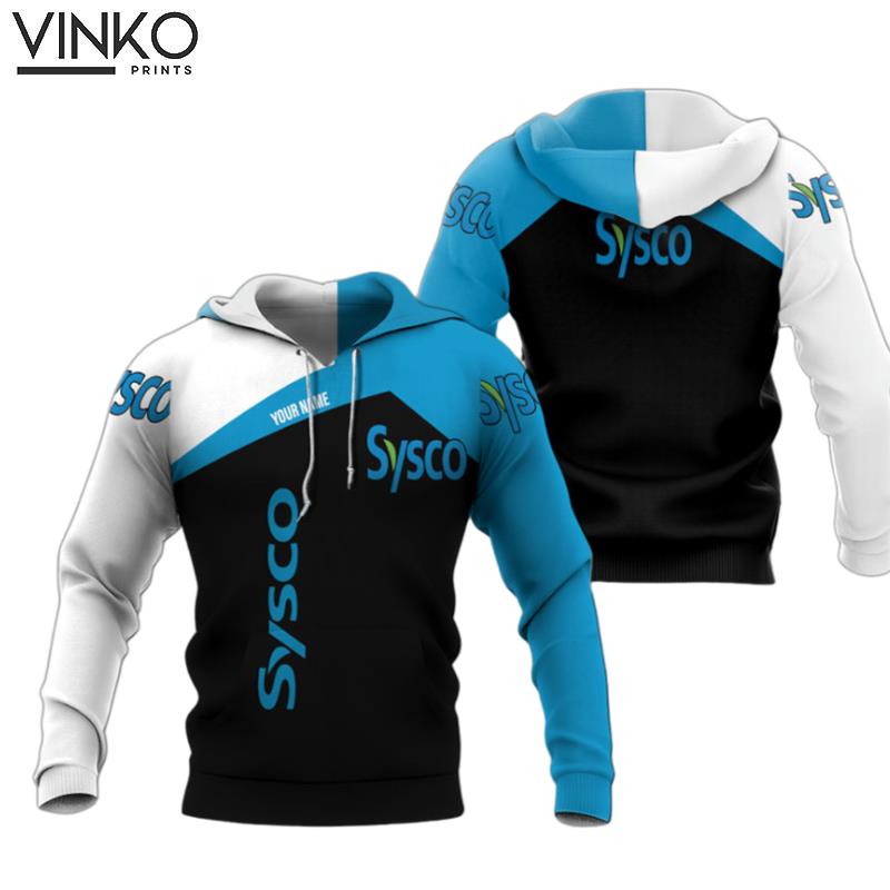 Personalized And Department Sysco Logo In My Heart Black White And Blue Hoodie