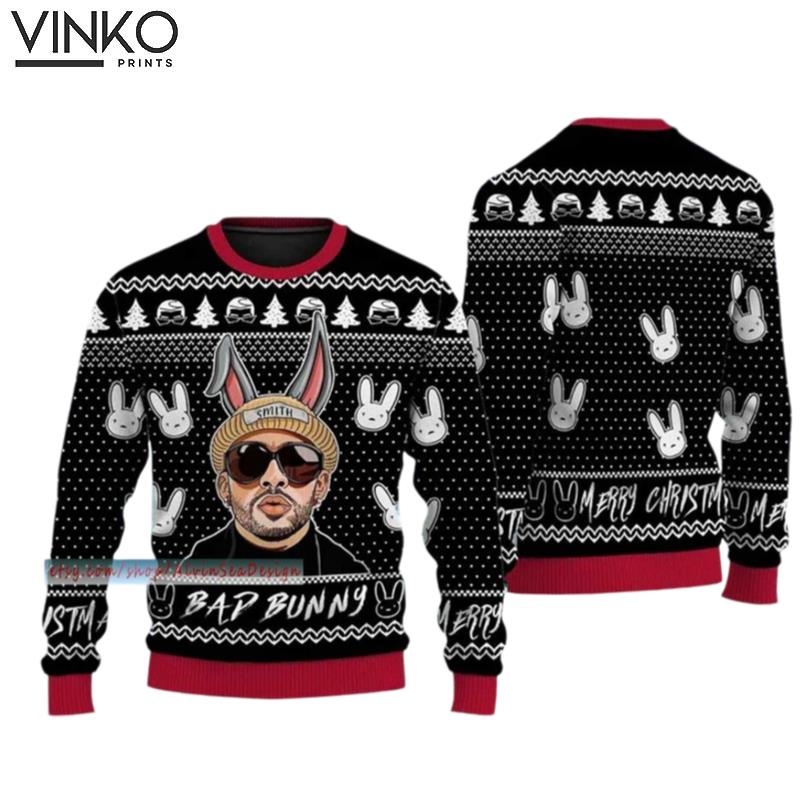 Personalized Bad Bunny 3D Ugly Christmas Sweater