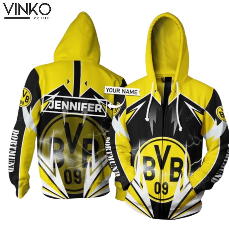 Personalized Borussia Dortmund Lightning Custom Name Hoodie