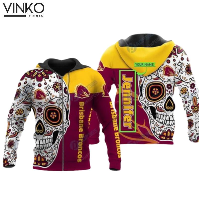 Personalized Brisbane Broncos Skull22 Custom Name Hoodie