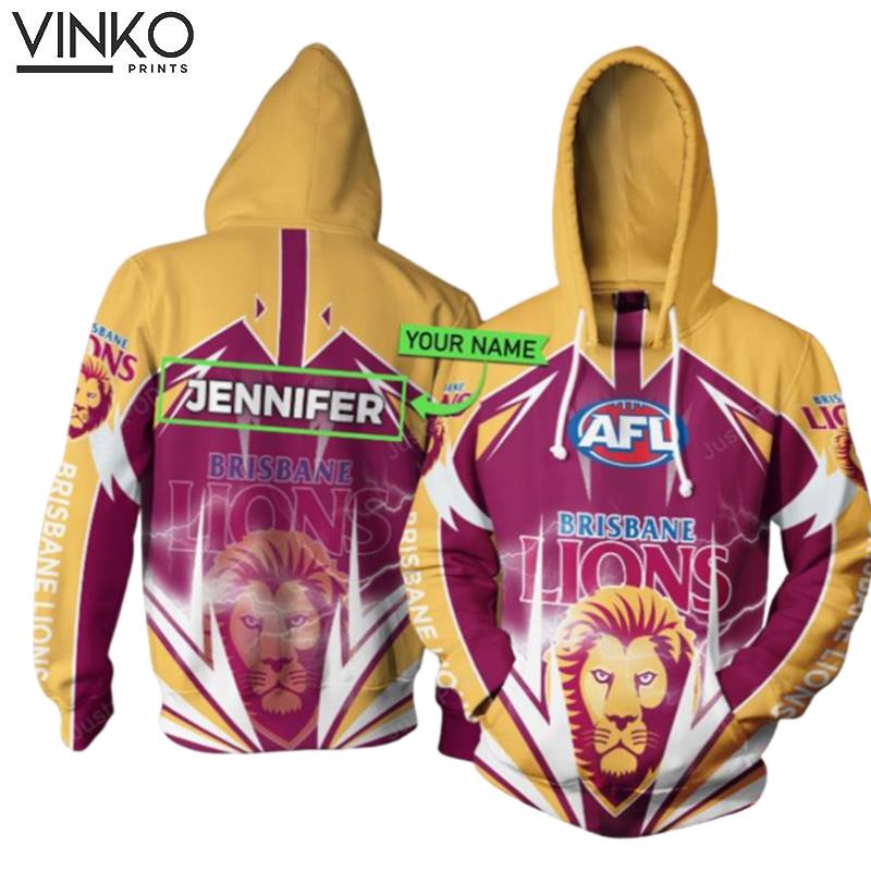 Personalized Brisbane Lions Lightning Custom Name Hoodie