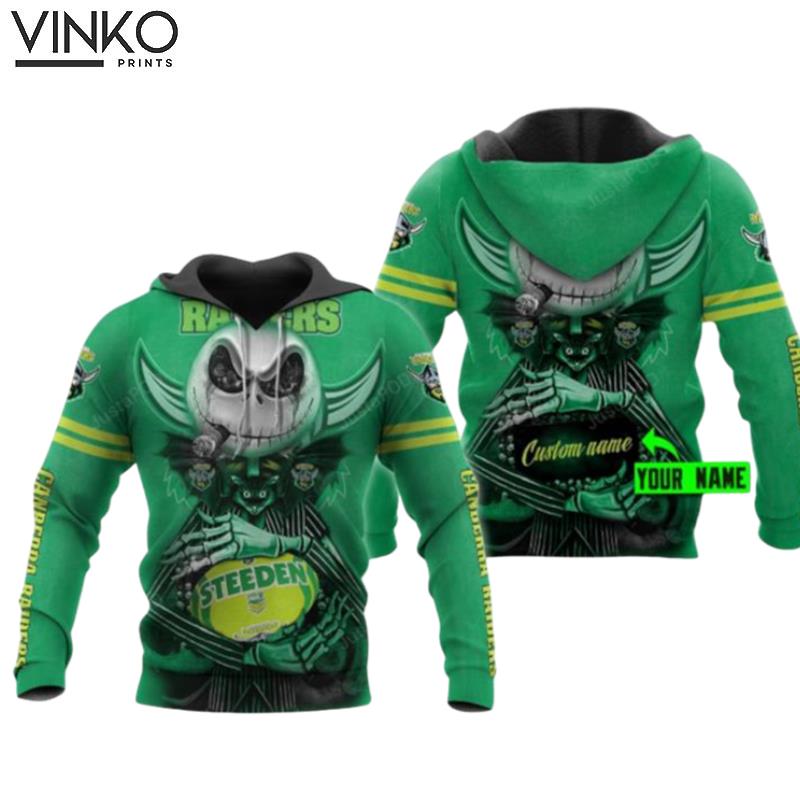 Personalized Canberra Raiders Nrl Jack Skellington Custom Name Hoodie