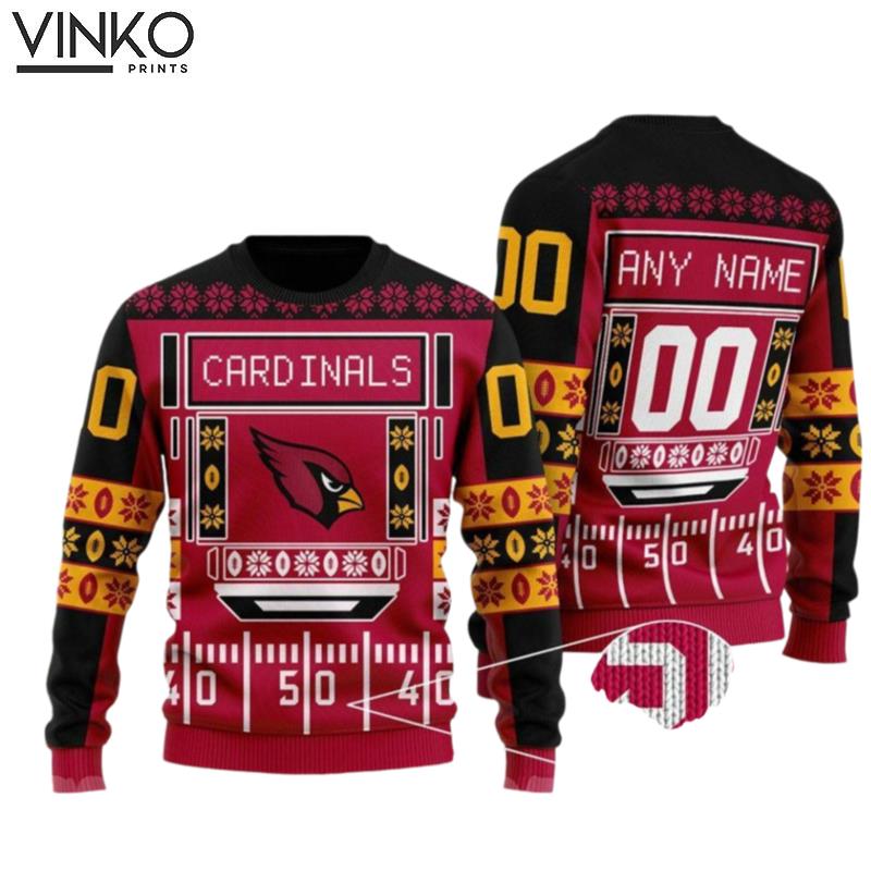 Personalized Cardinals Football Ugly Christmas Sweater