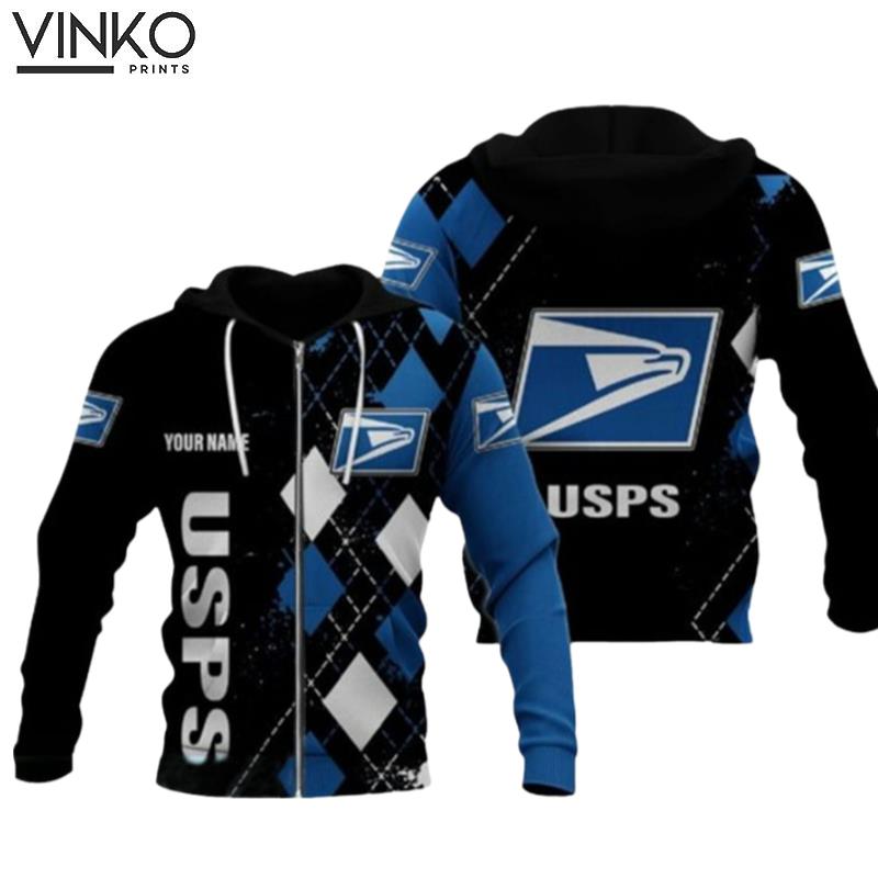 Personalized Caro Pattern Usps Logo Hoodie