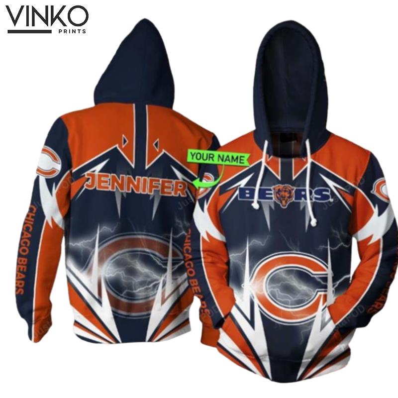 Personalized Chicago Bears Lightning Custom Name Hoodie