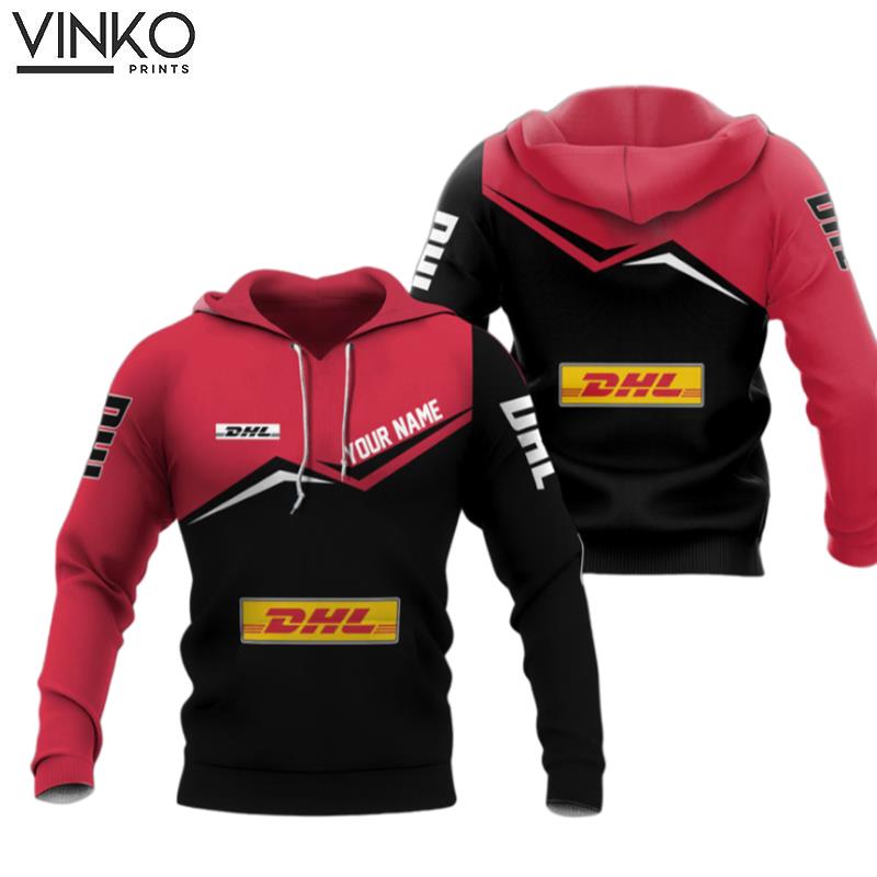 Personalized Dhl Black And Red Hoodie