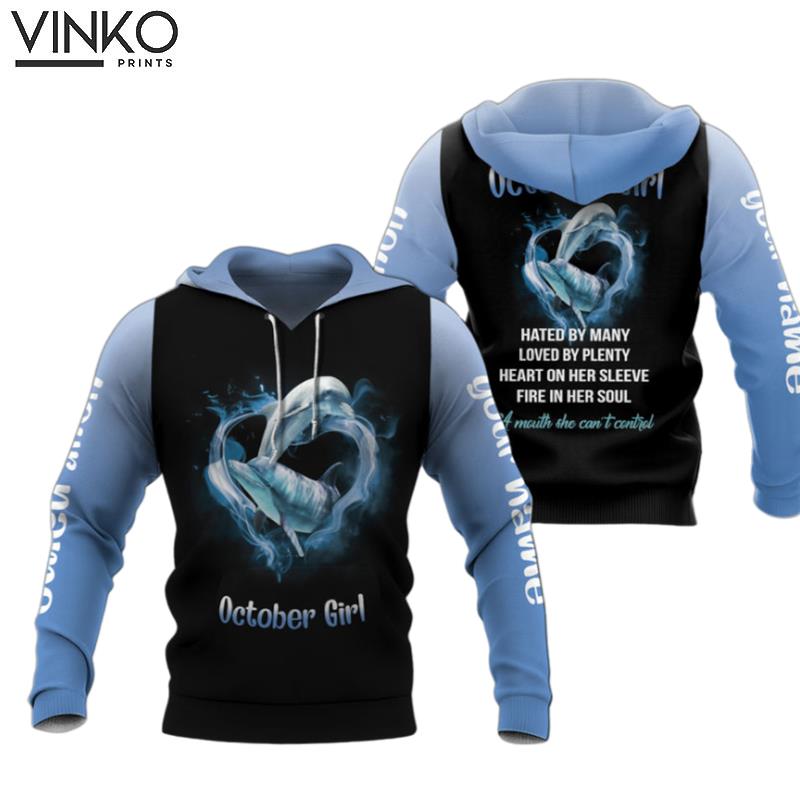 Personalized Dolphin Lover October Girl Birthday Hoodie