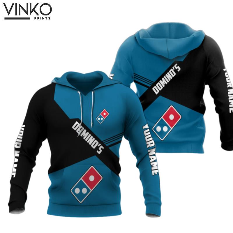 Personalized Dominos Pizza Black And Blue Hoodie