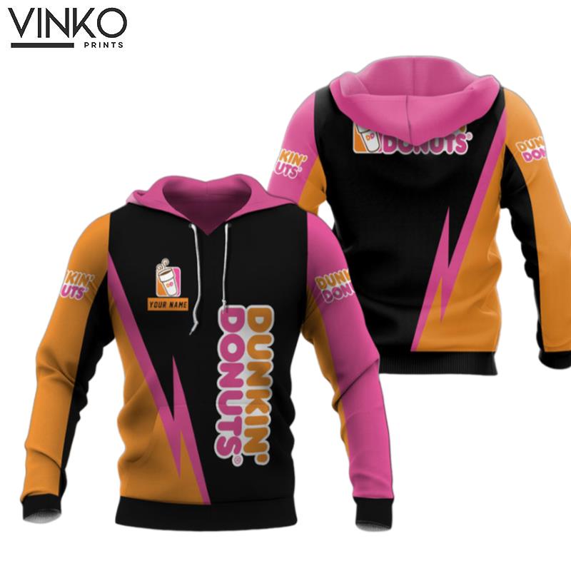 Personalized Dunkin Donuts Black Pink And Orange Hoodie