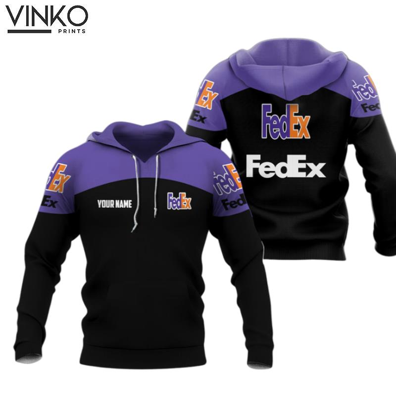 Personalized Fedex Logo In My Heart Black And Purple Hoodie