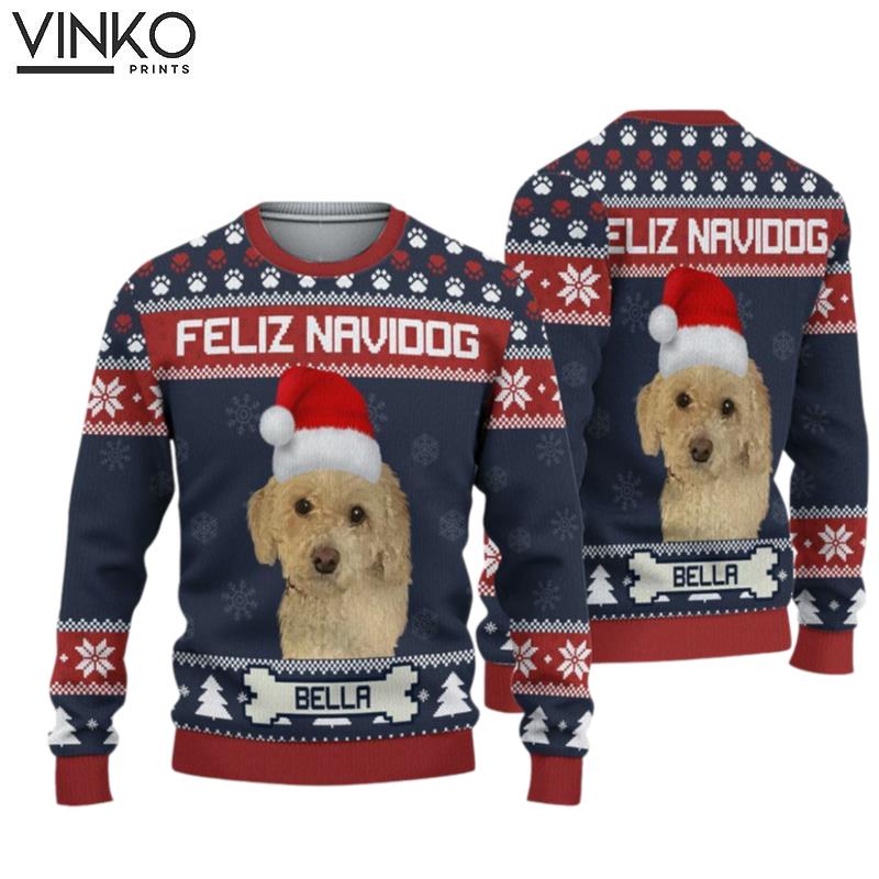 Personalized Feliz Navidog Ugly Christmas Sweater