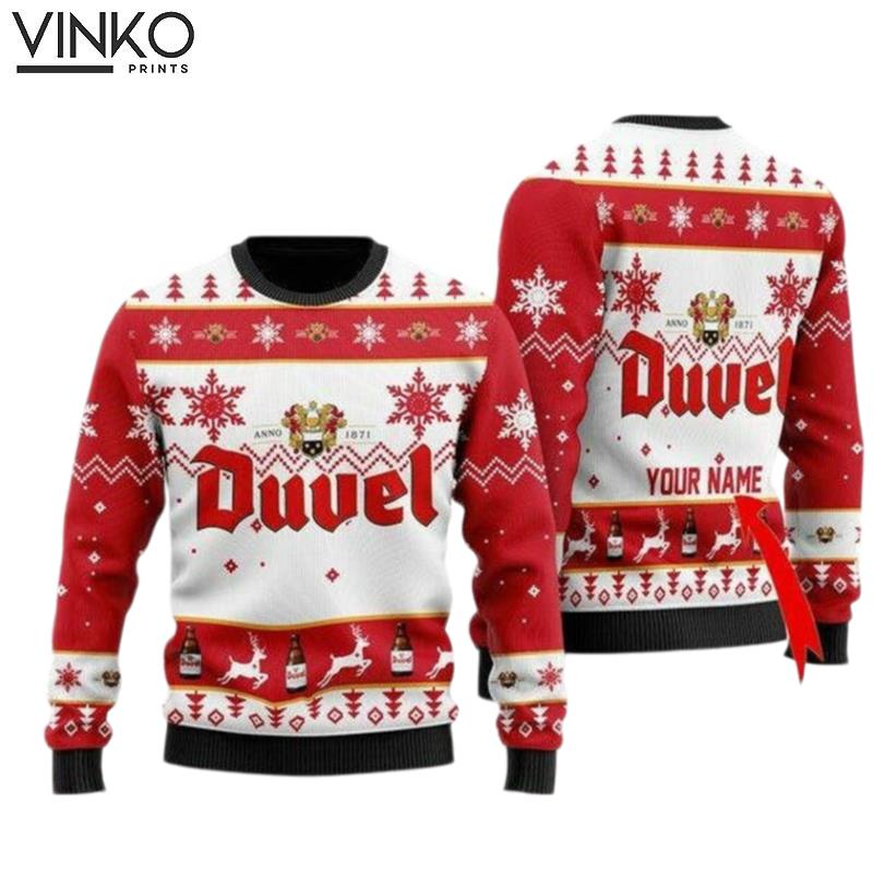 Personalized Funny Duvel Beer 3D Ugly Christmas Sweater