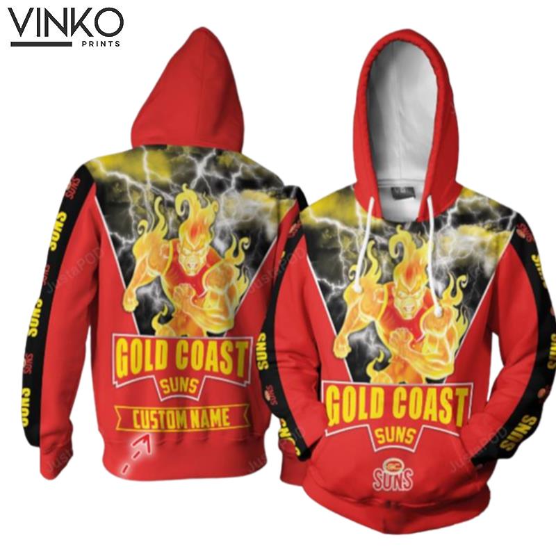 Personalized Gold Coast Suns Afl Mascot Custom Name Hoodie