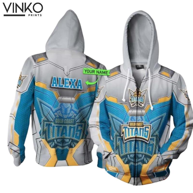 Personalized Gold Coast Titans Custom Name Hoodie