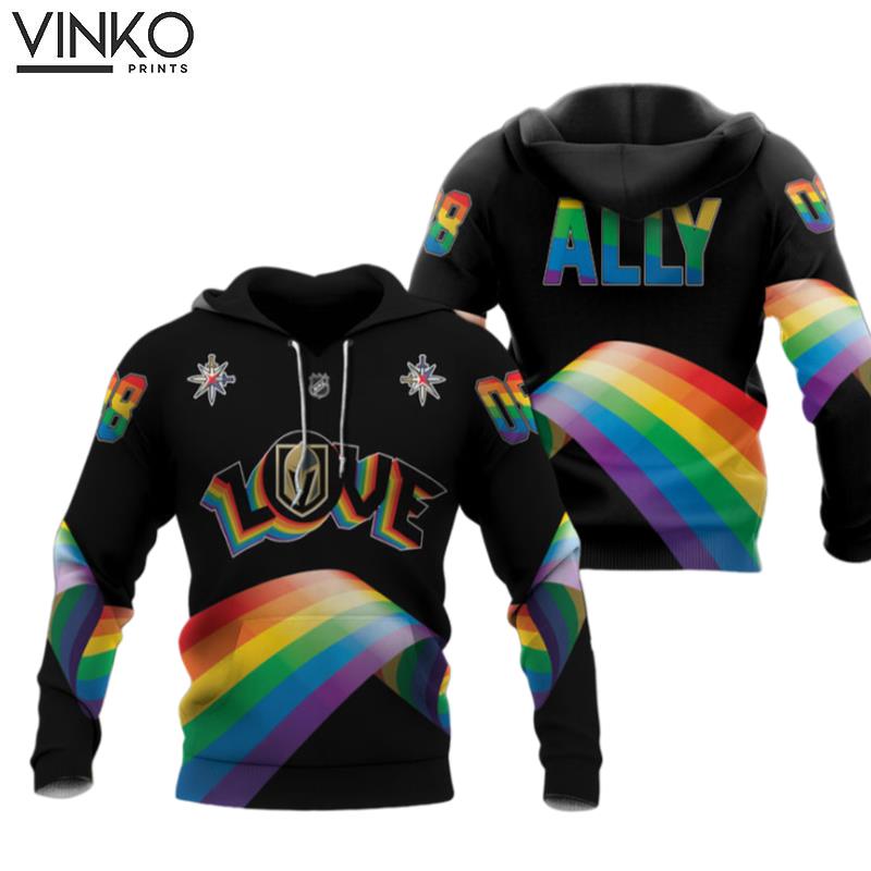 Personalized Golden Knights Love Lgbt Pride Hoodie