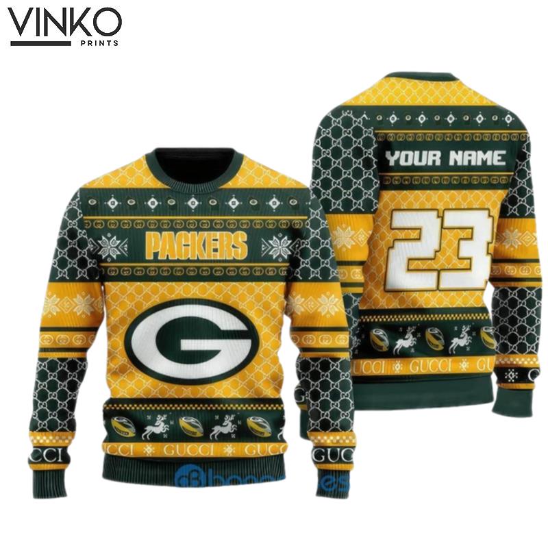 Personalized Green Bay Packers Football Ugly Christmas Sweater