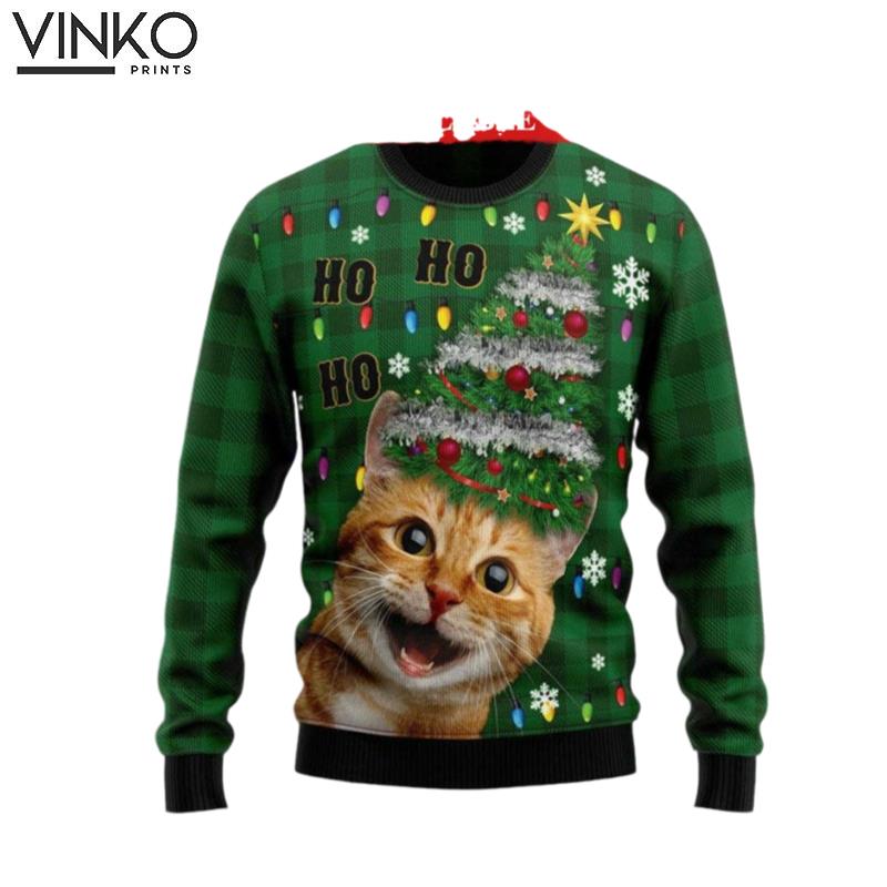 Personalized Ho Ho Ho Face Quotes 3D Animal Lovers Ugly Christmas Sweater