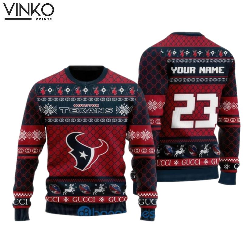 Personalized Houston Football Ugly Christmas Sweater