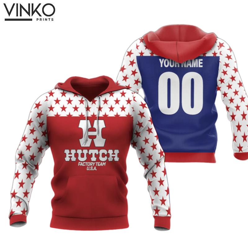 Personalized Hutch Factory Racing Team Bmx Red Blue Hoodie