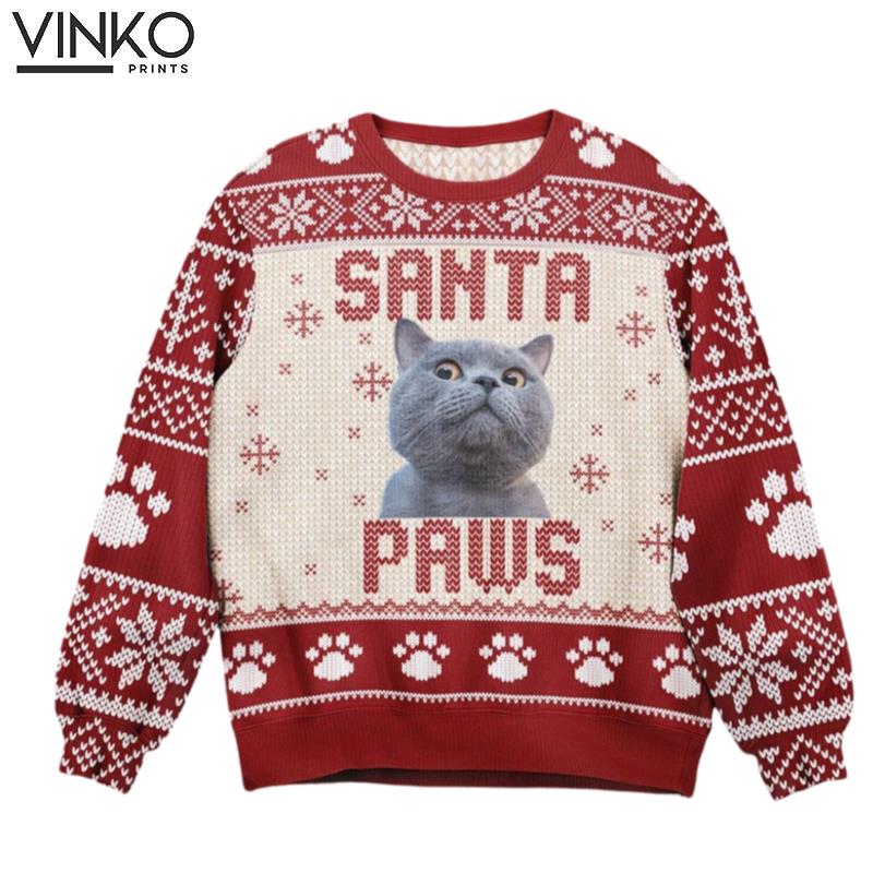 Personalized I Believe In Santa Paws Ugly Christmas Sweater