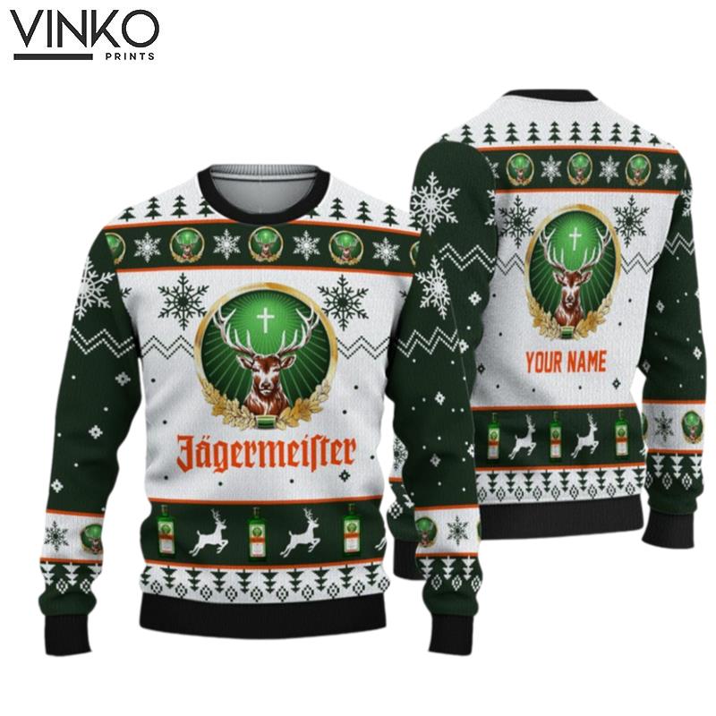 Personalized J A G E R M E I T E R 3D Ugly Christmas Sweater