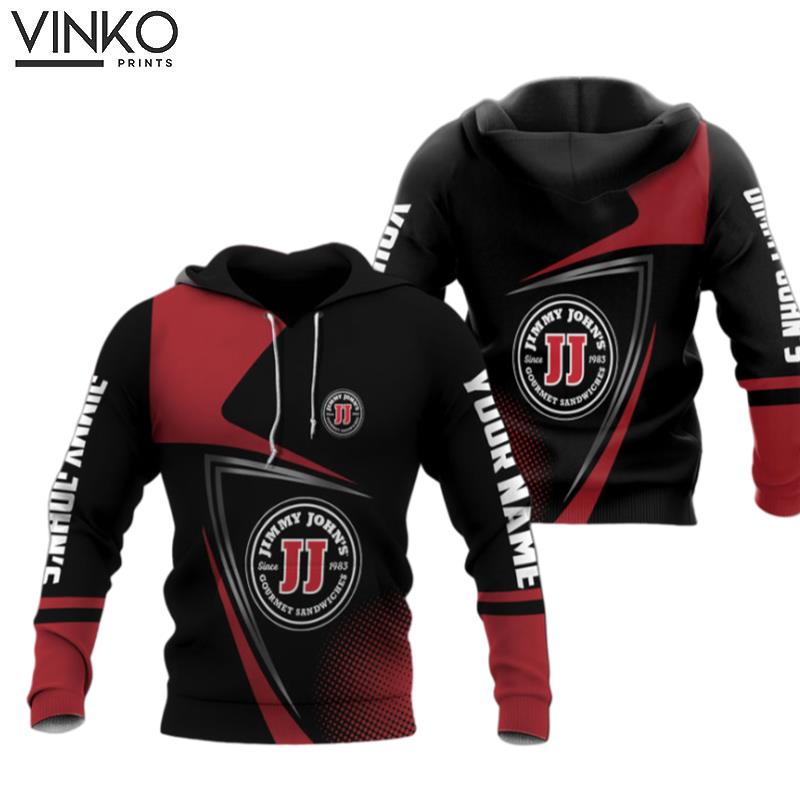 Personalized Jimmy Johns Logo Black And Red Hoodie