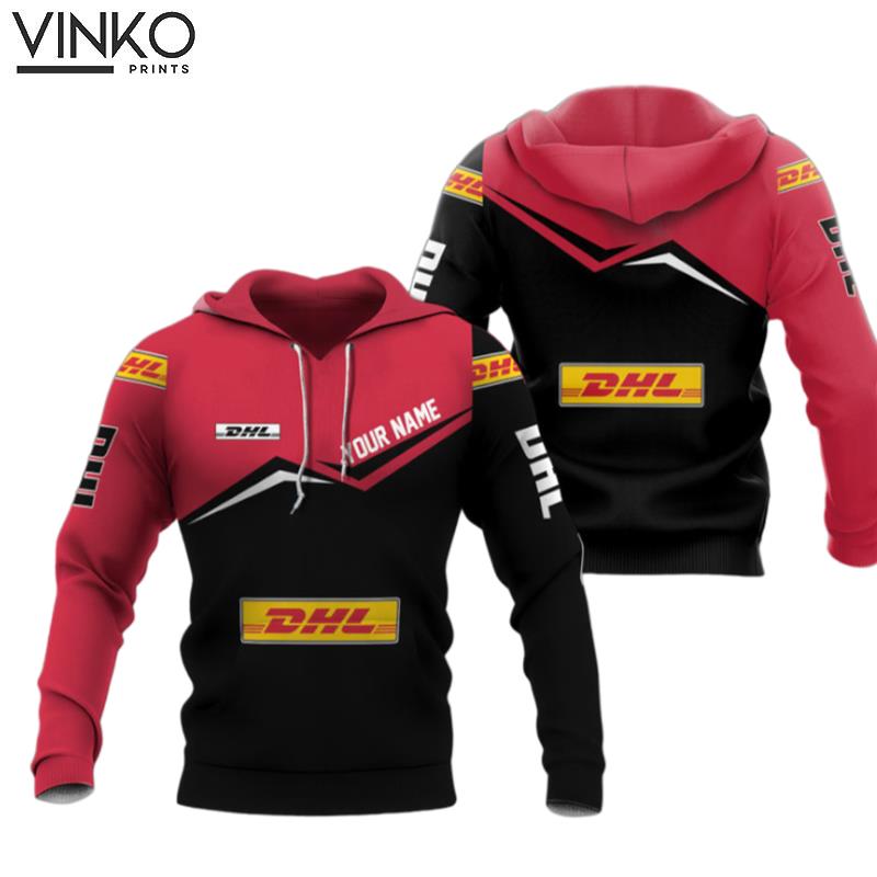 Personalized Logo Dhl Black And Red Hoodie