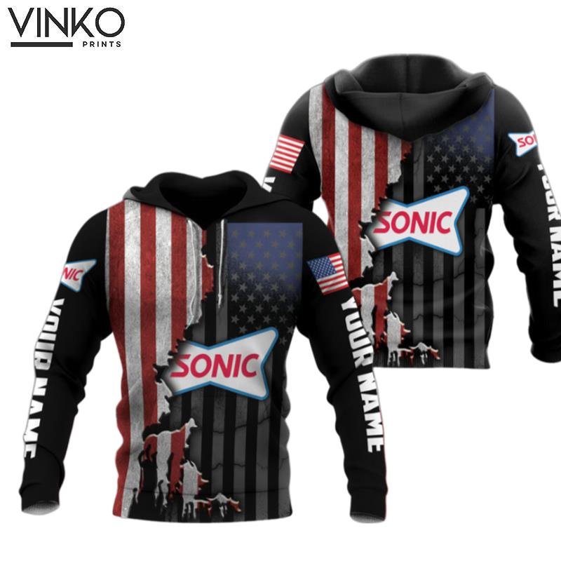 Personalized Logo Sonic Drivein With Flag American Hoodie