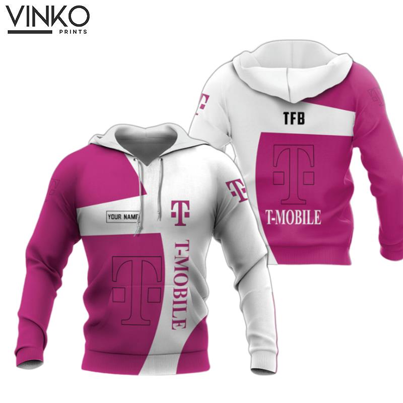 Personalized Logo Tmobile My Heart White And Pink Hoodie