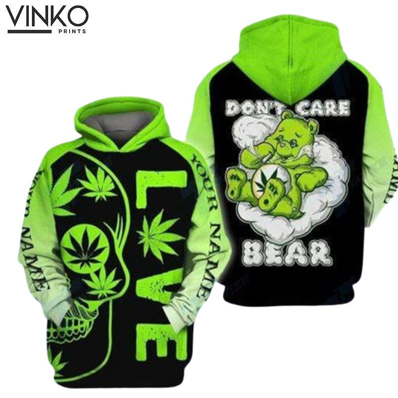 Personalized Love Skull Weed Dont Care Bear Hoodie