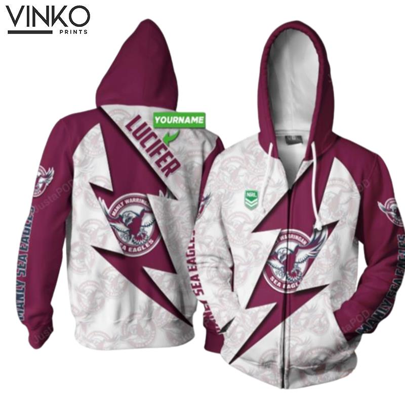 Personalized Manly Warringah Sea Eagles Thunder Custom Name Hoodie