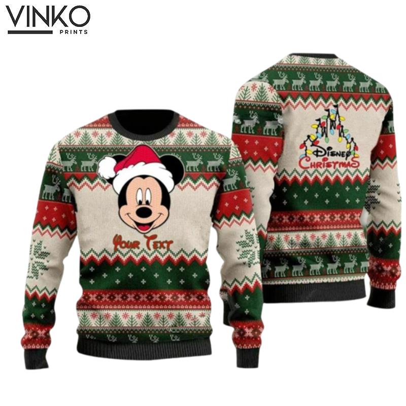 Personalized Mickey Mouse Santa Merry Christmas 3D Ugly Christmas Sweater