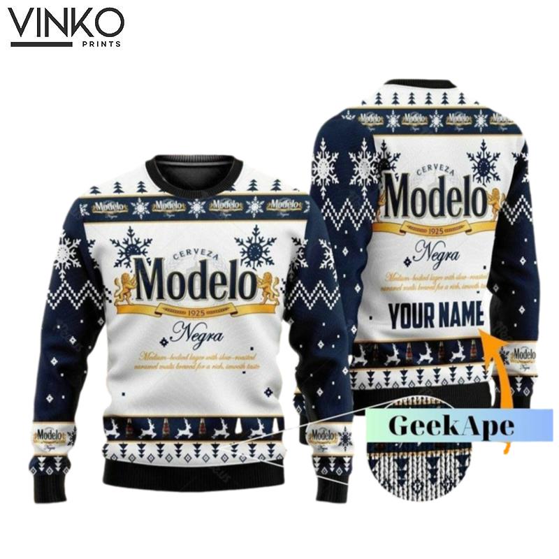 Personalized Modelo Beer Beer Lover Ugly Christmas Sweater