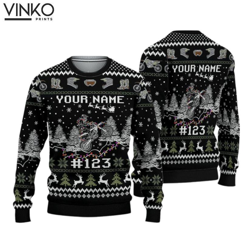 Personalized Motocross Braaap Ugly Christmas Sweater