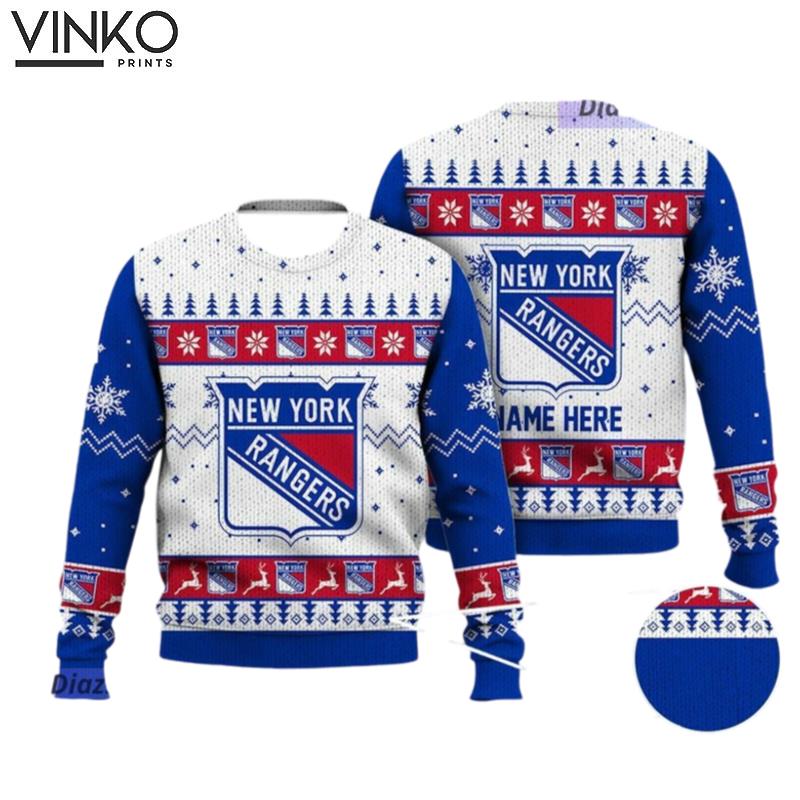 Personalized NY Rangers Ice Hockey Ugly Christmas Sweater