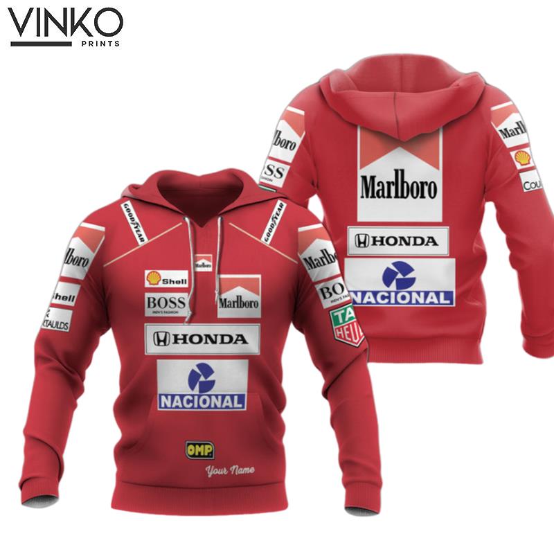 Personalized Nacional Marlboro Honda F1 Racing Red Hoodie