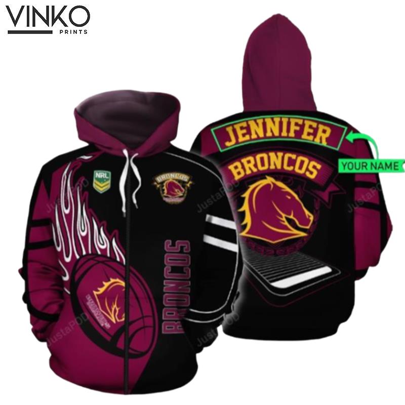 Personalized Nrl Brisbane Broncos Custom Name Hoodie