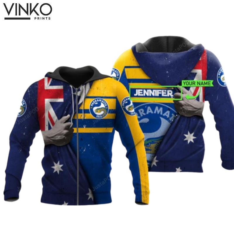 Personalized Parramatta Eels Hand Custom Name Hoodie