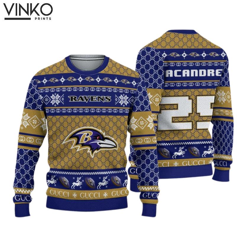 Personalized Ravens Football Ugly Christmas Sweater