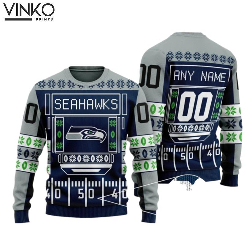 Personalized Seattle Football Ugly Christmas Sweater