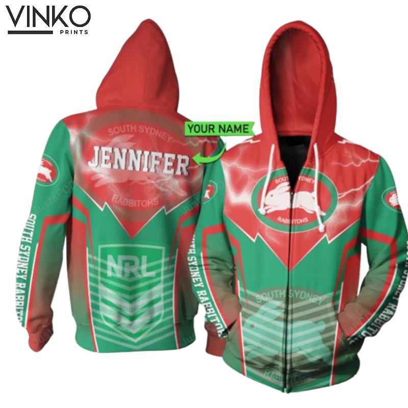 Personalized South Sydney Rabbitohs Lightning New Nrl Custom Name Hoodie