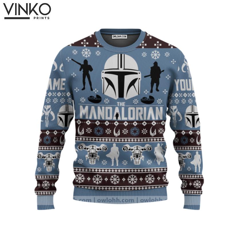 Personalized Star Wars The Mandalorian Xmas Ugly Christmas Sweater