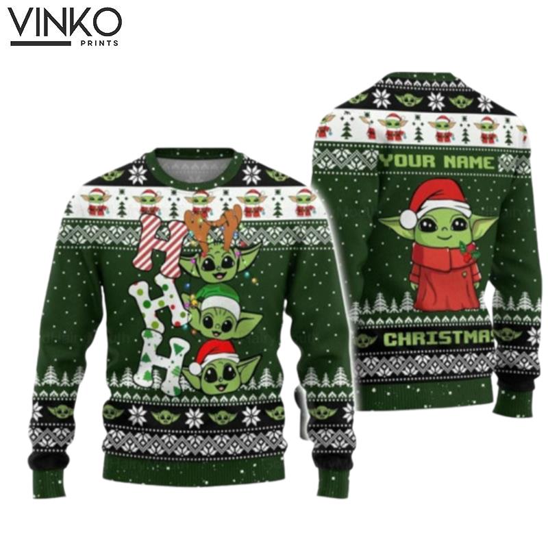 Personalized Star Wars Yoda Disney Christmas 3D Ugly Christmas Sweater